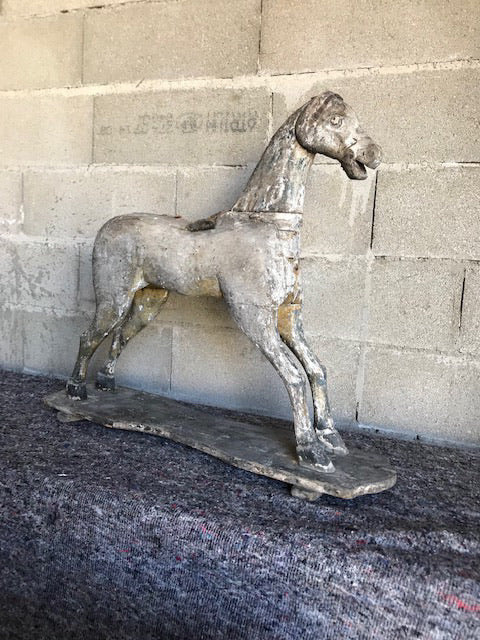 French 19th Century Wooden Horse on Platform