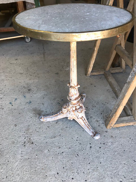 French 1890 Grey Marble Round Bistro Table