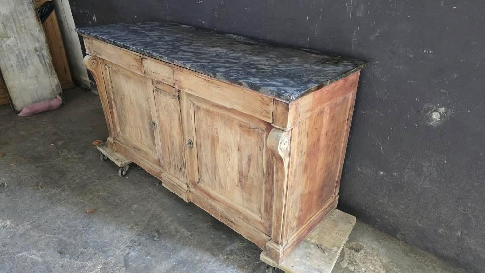 1716 French Empire Bleached Walnut & Black Marble Sideboard