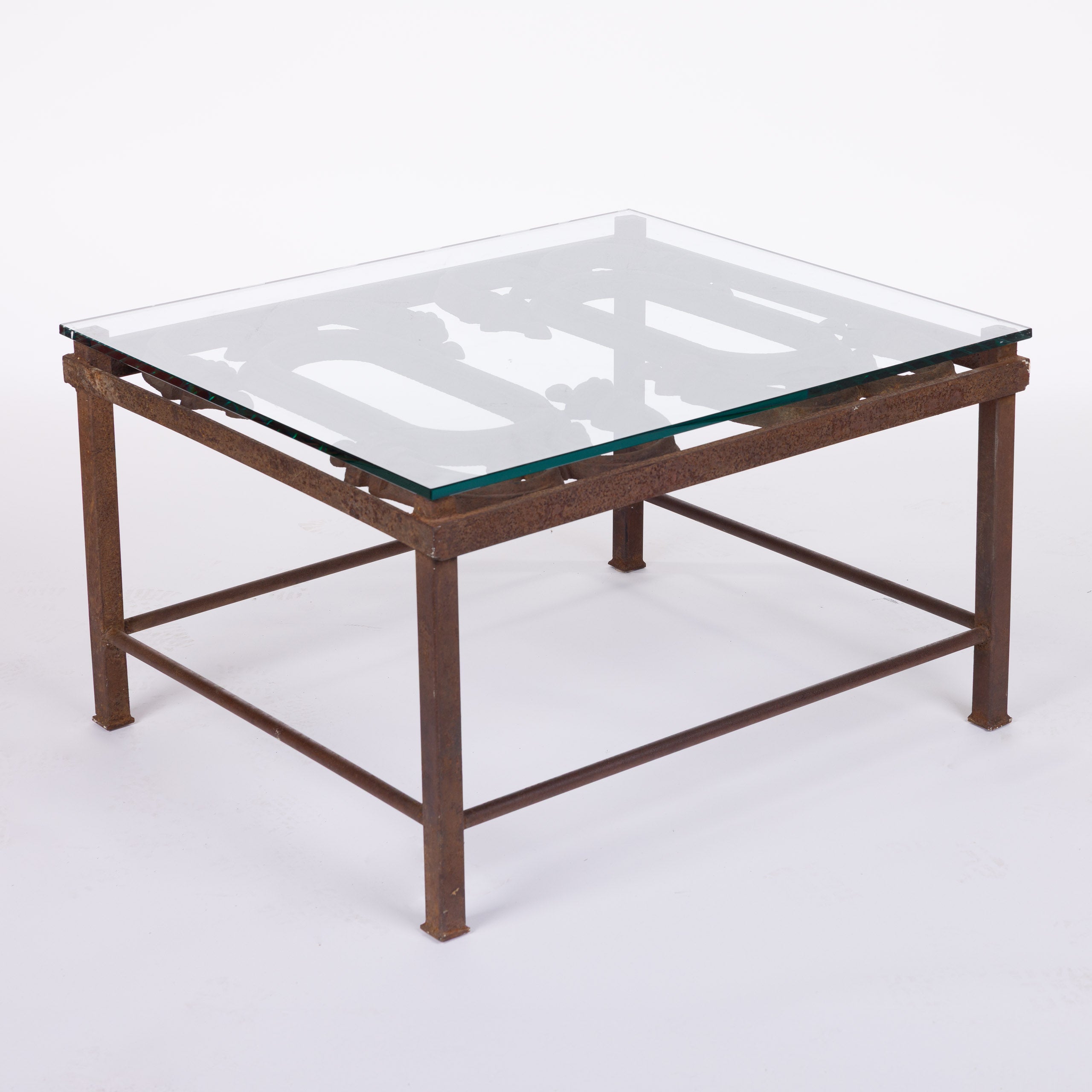 Iron Coffee Table with Glass Top