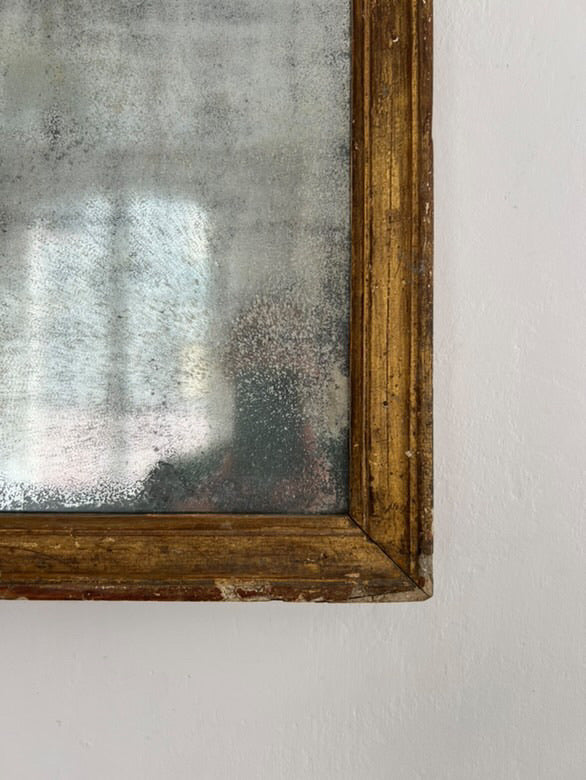 French Louis VXI Blackened Mercury Glass Gilt Mirror