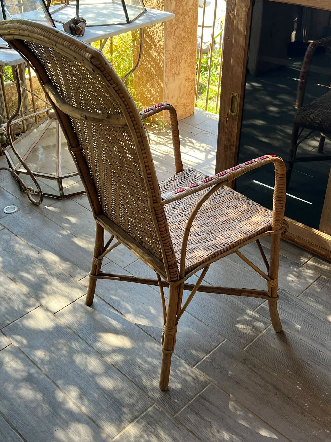 Tall Back Rattan Arm Chair