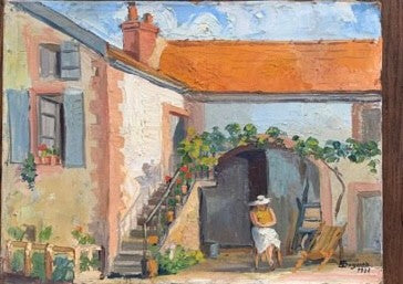 Côte-d’Or 1938 Devanture de Maison, Oil on Canvas, Signed Edith Buguet