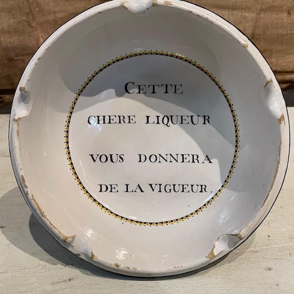 1930 French Old Speaking Earthenware Dish