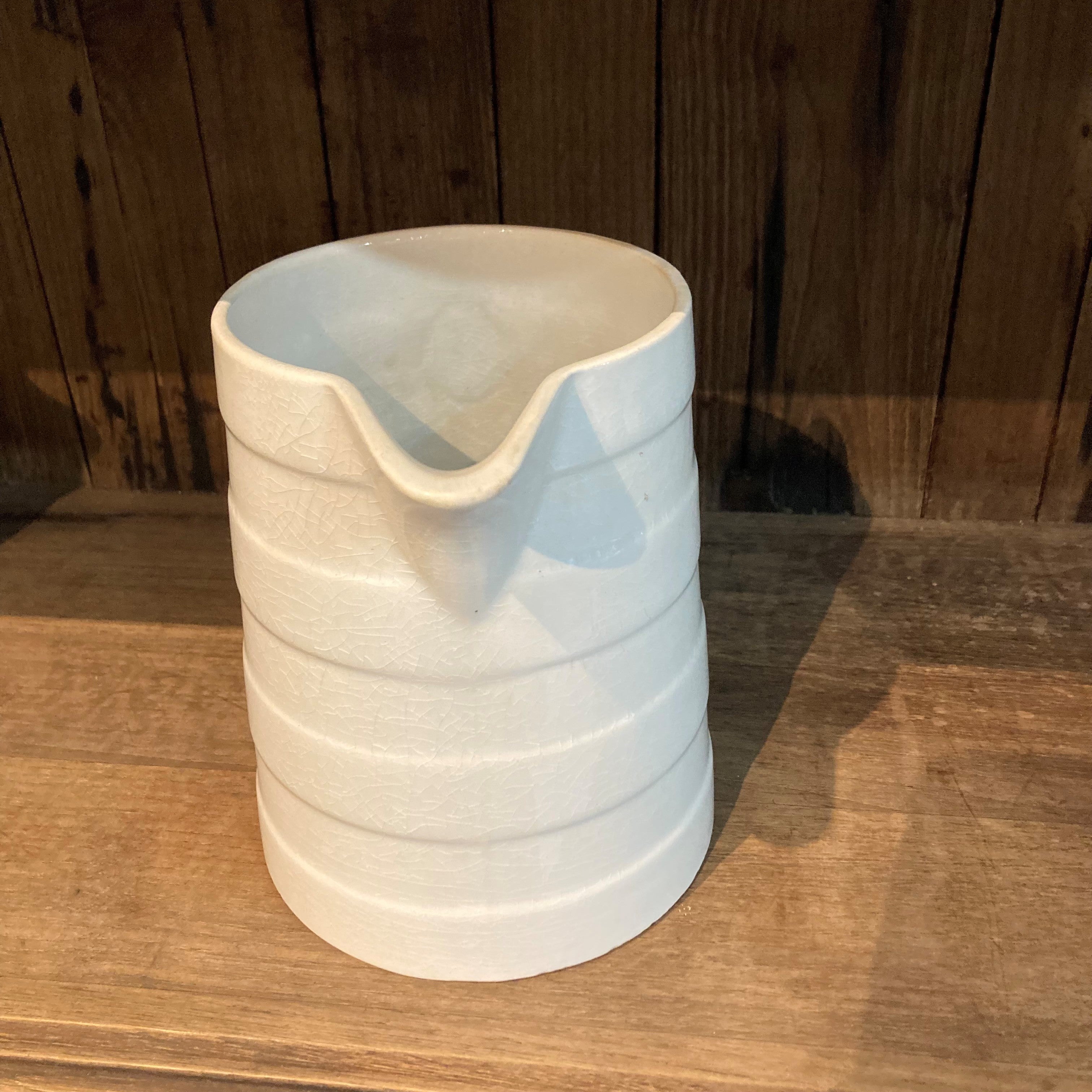 1940 Banded White Earthenware Pitcher