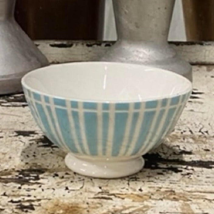 Set of Blue & White Striped Bowls