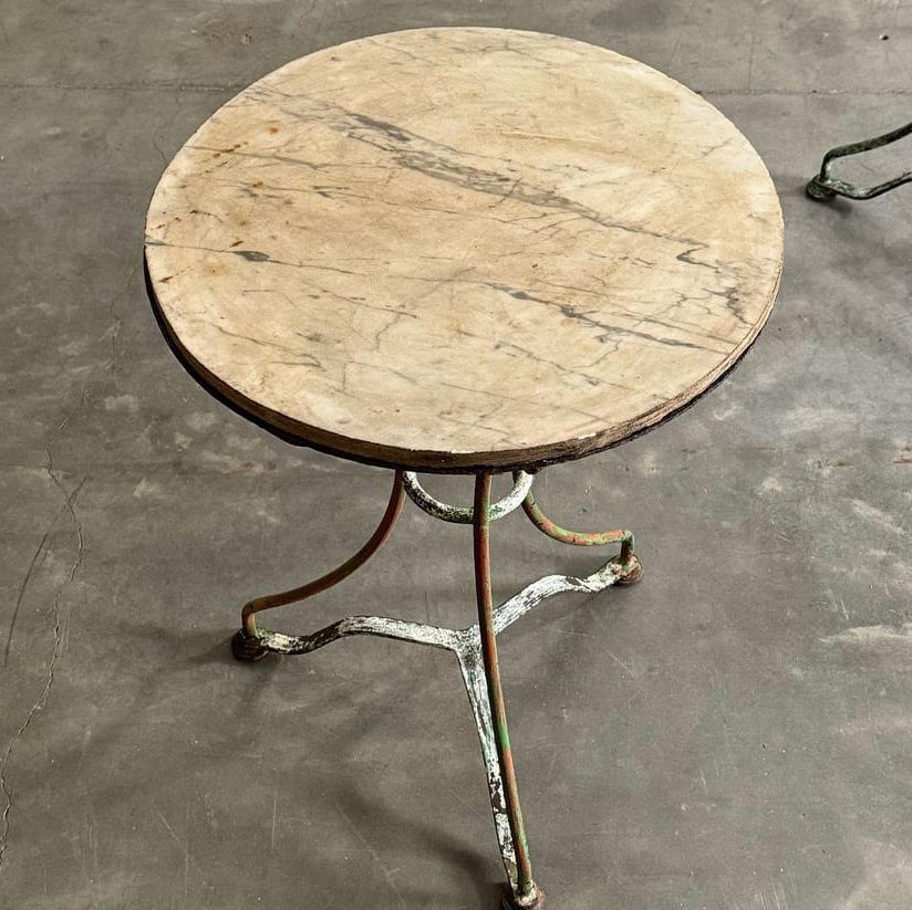 Marble Top Bistro Table with Green Base