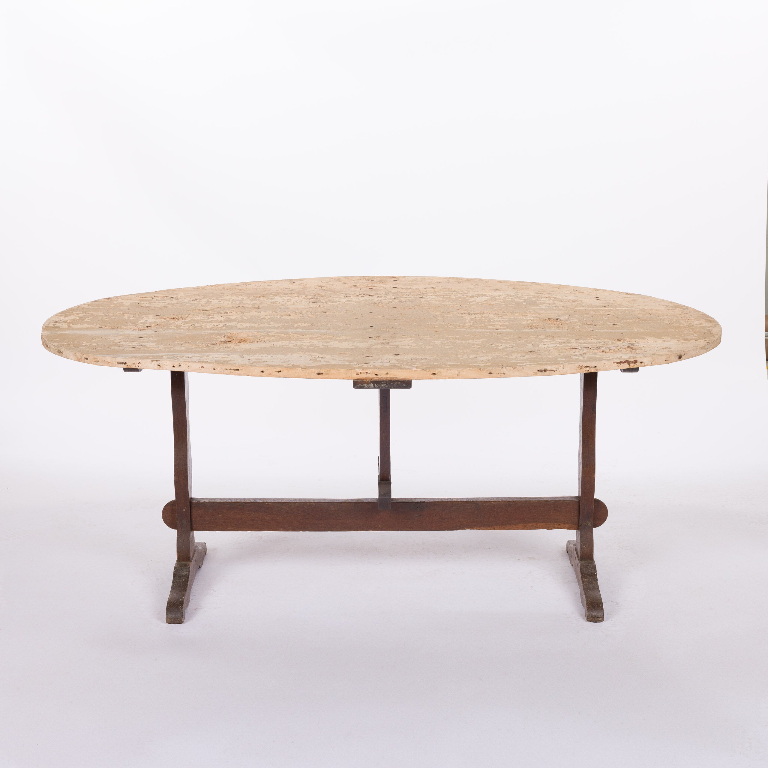 Oval Tilting Wine Table with Pine Top and Oak Legs
