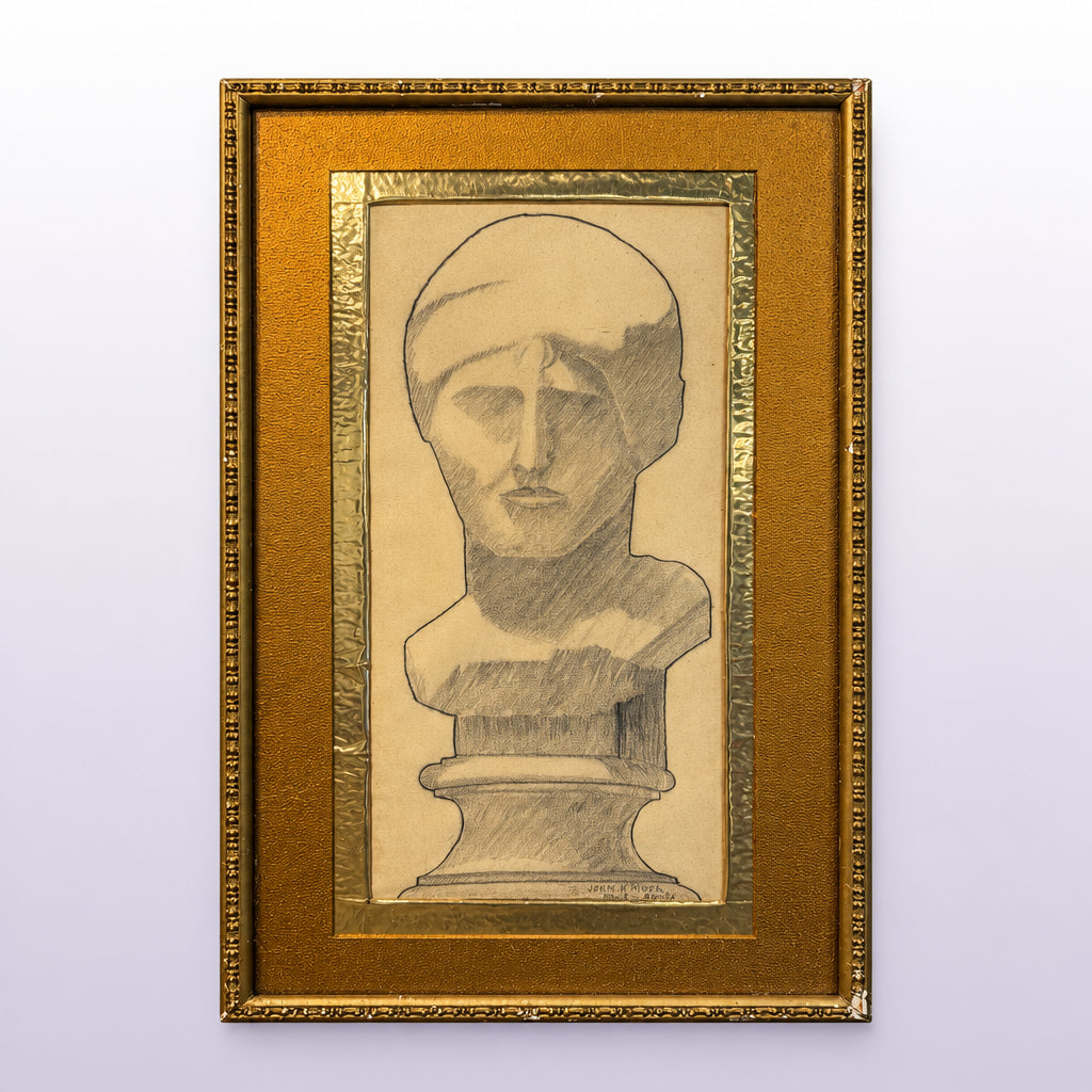 1932 John H. Muth Classical Bust Drawing, Paris