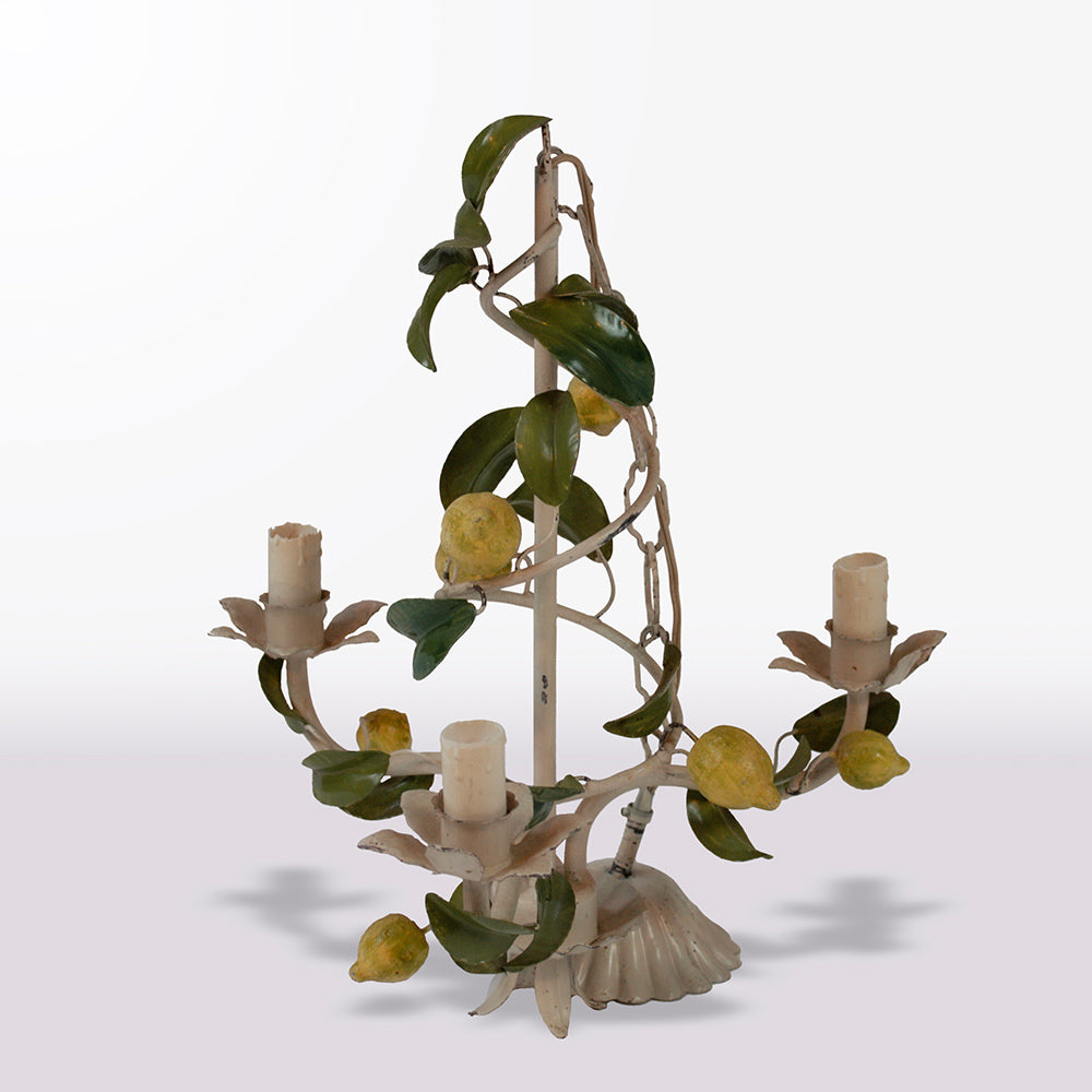 French Lemon Tole Chandelier, Small