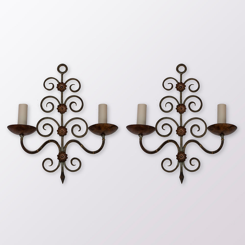 Pair of French Painted Metal Sconces