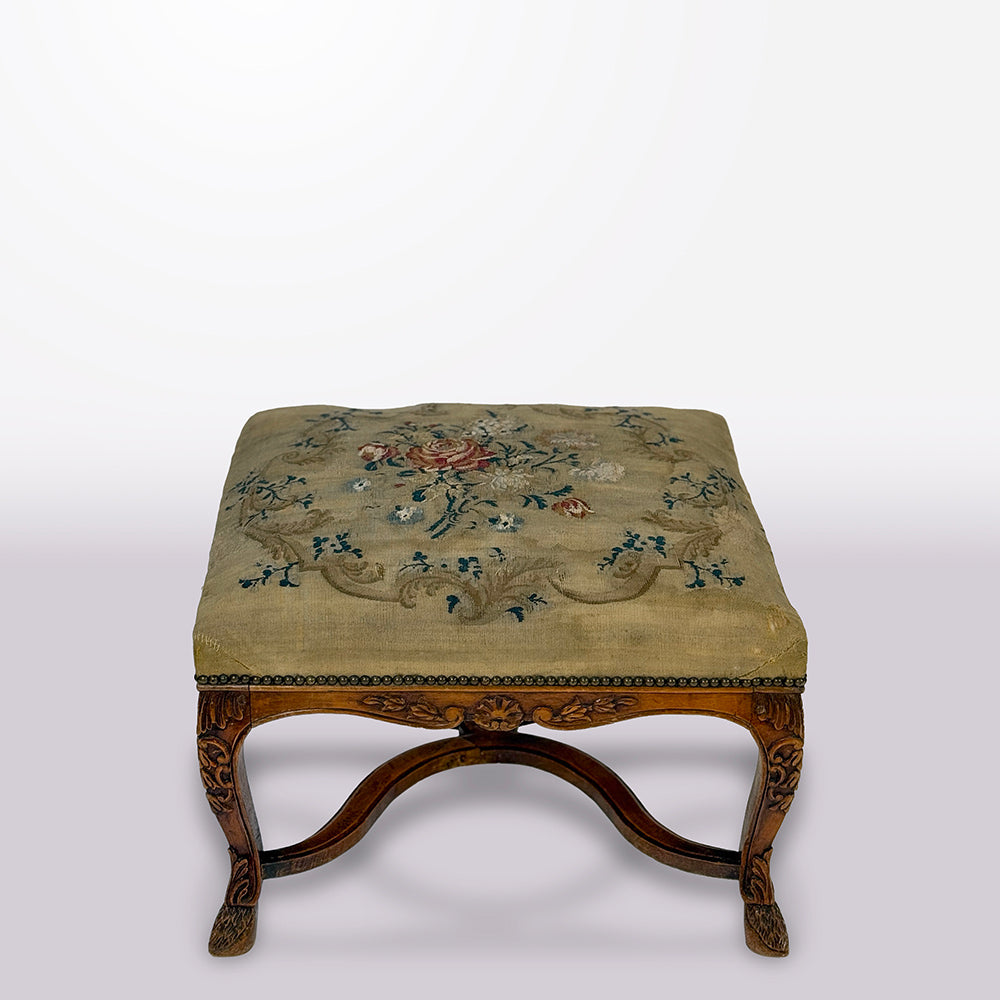 French Regency Period Ottoman with Tapestry