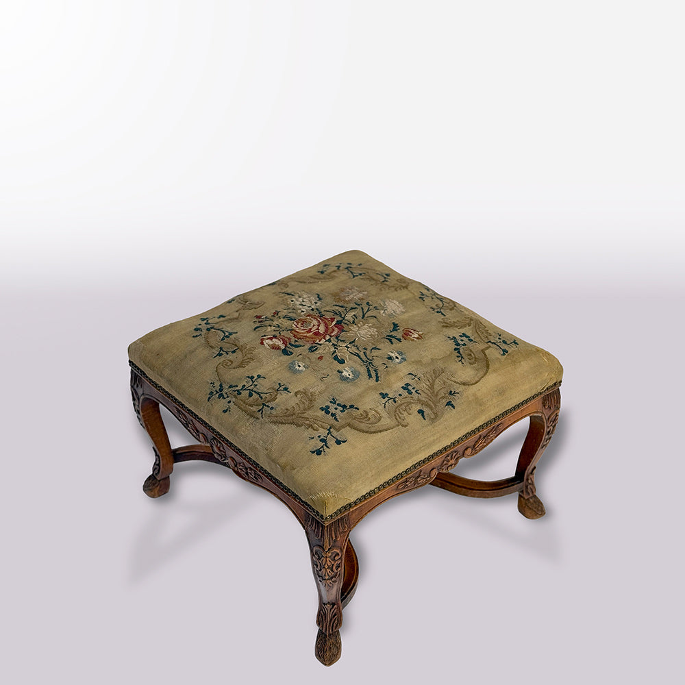 French Regency Period Ottoman with Tapestry