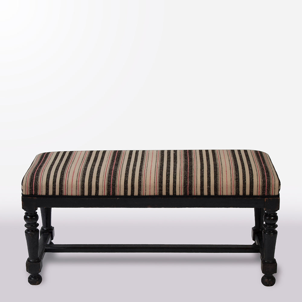 French Upholstered Bench with New Fabric