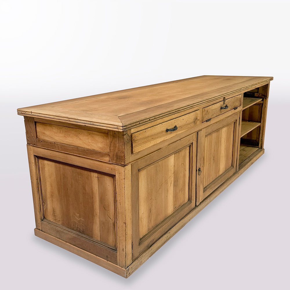 French Walnut Counter with Shelving