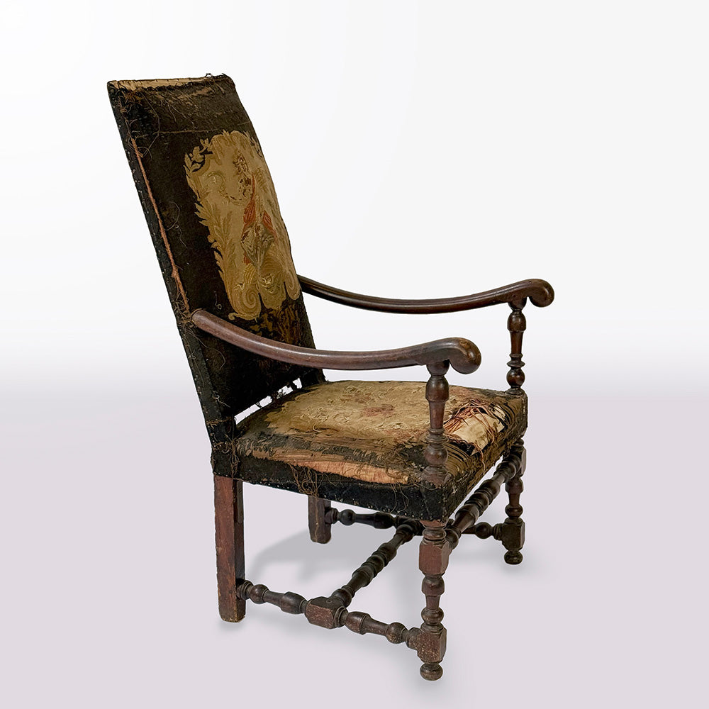 French Walnut Fauteuil Armchair 17th Century