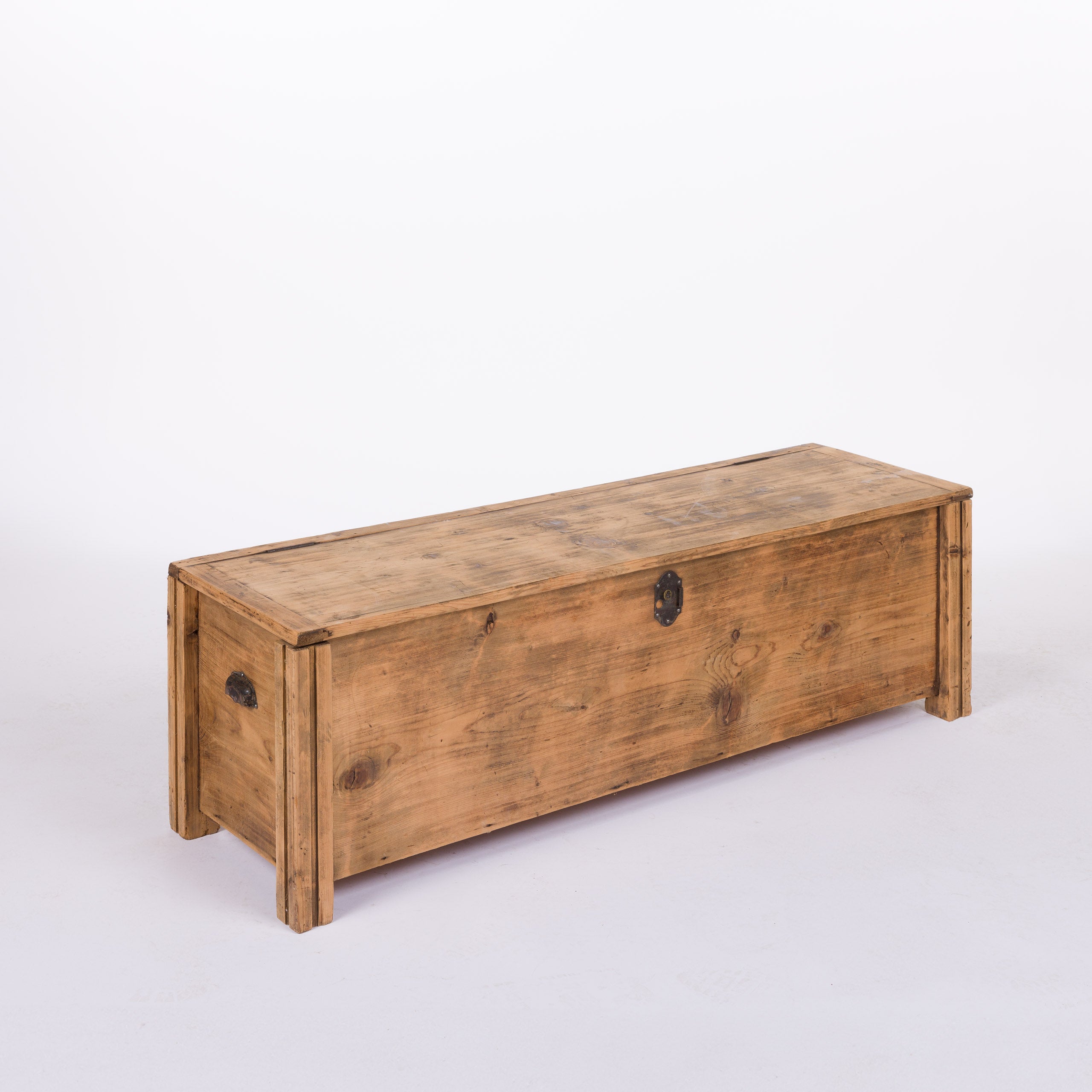 Wooden Trunk with Shell Handles