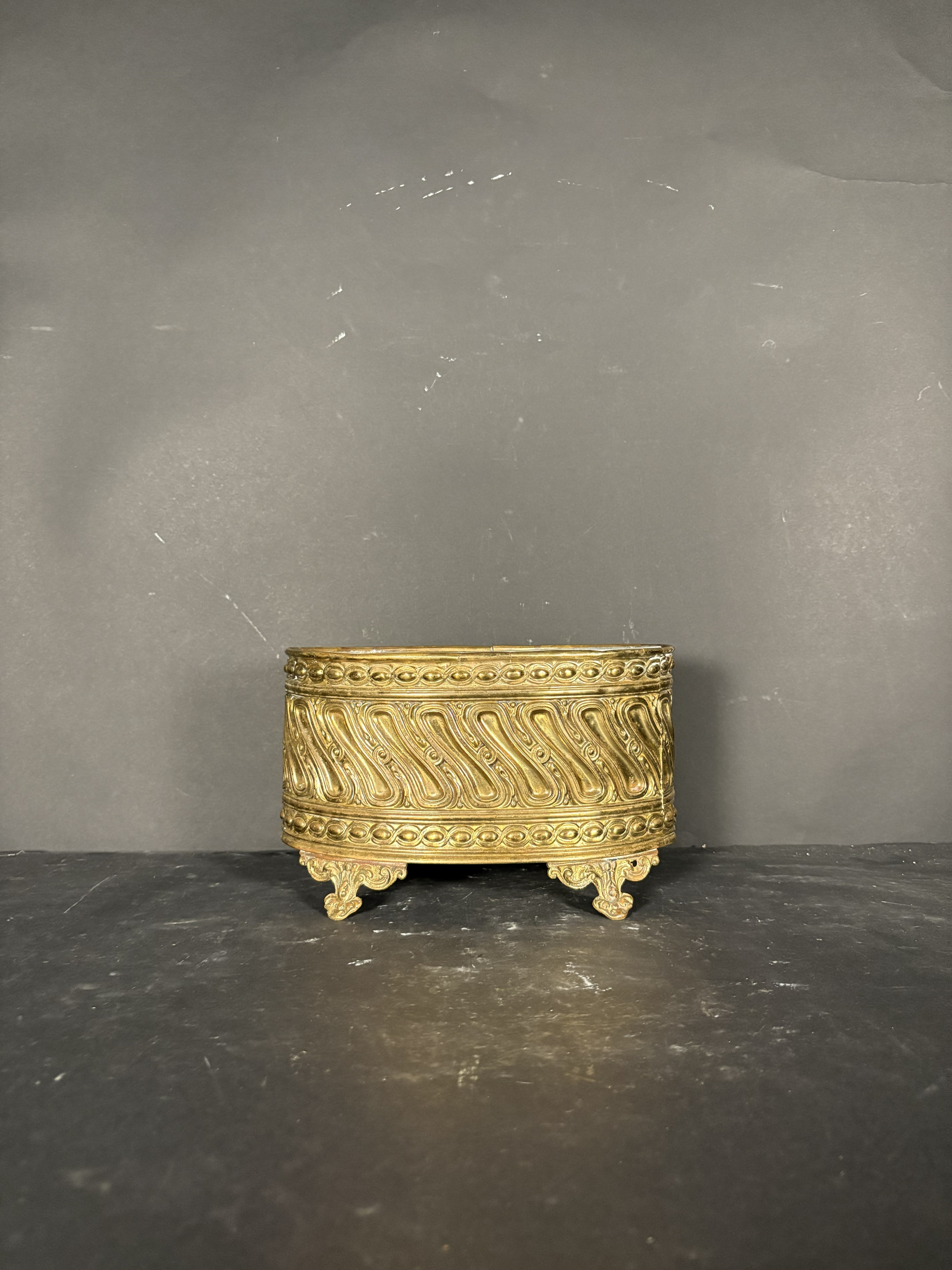 Oval Brass Jardinière
