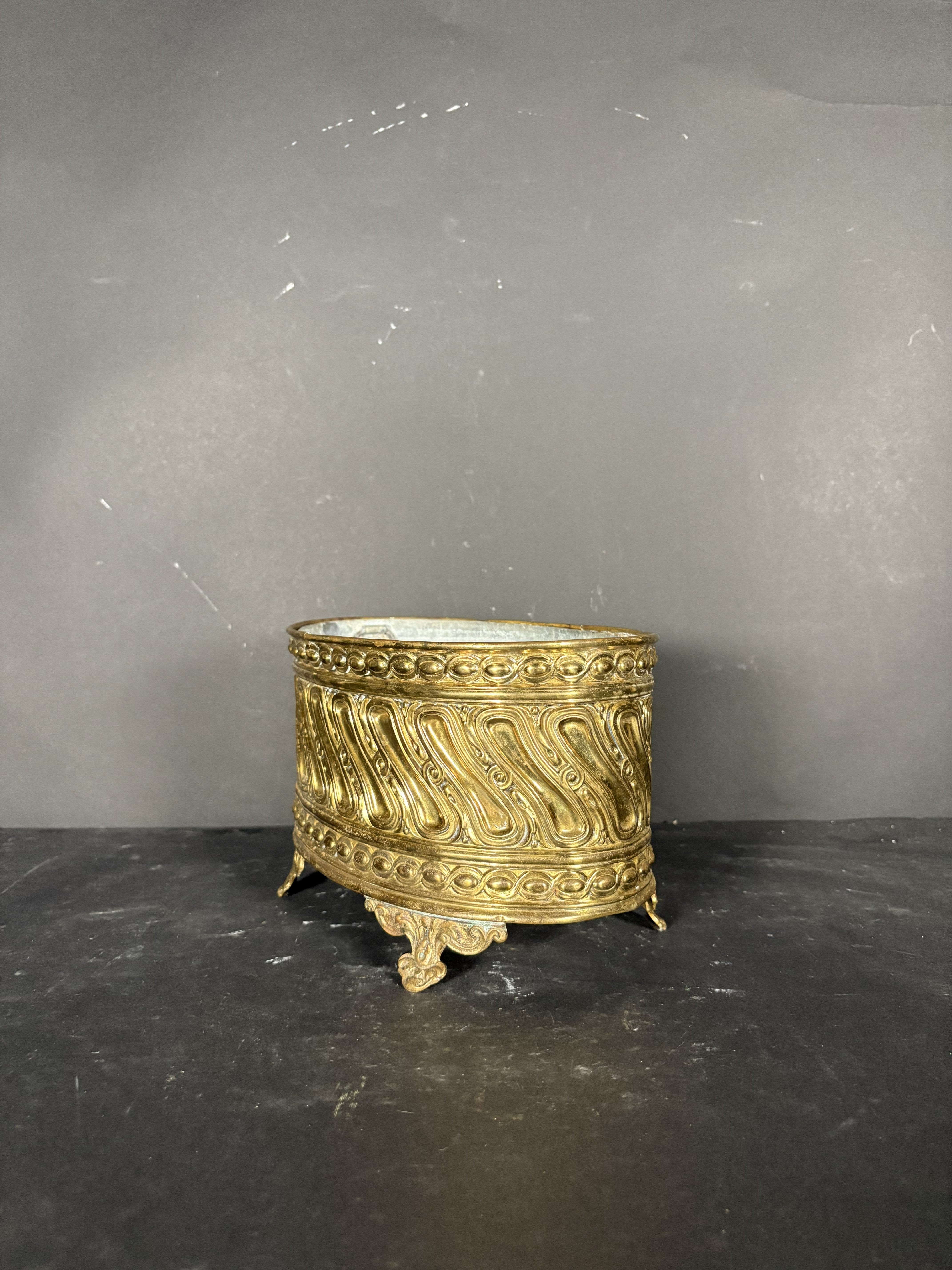 Oval Brass Jardinière