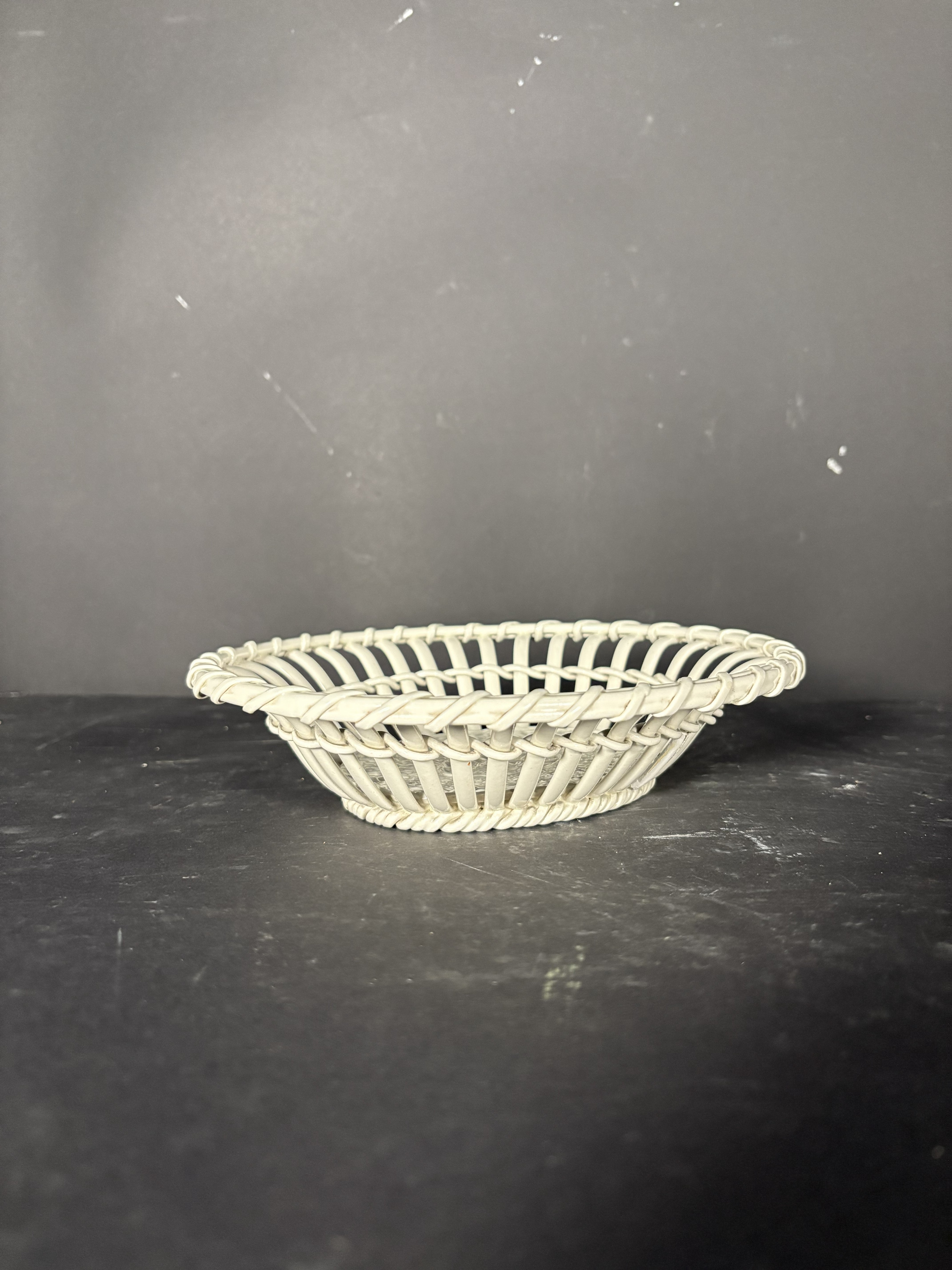 18th Century Wedgwood Creamware Oval Woven Basket