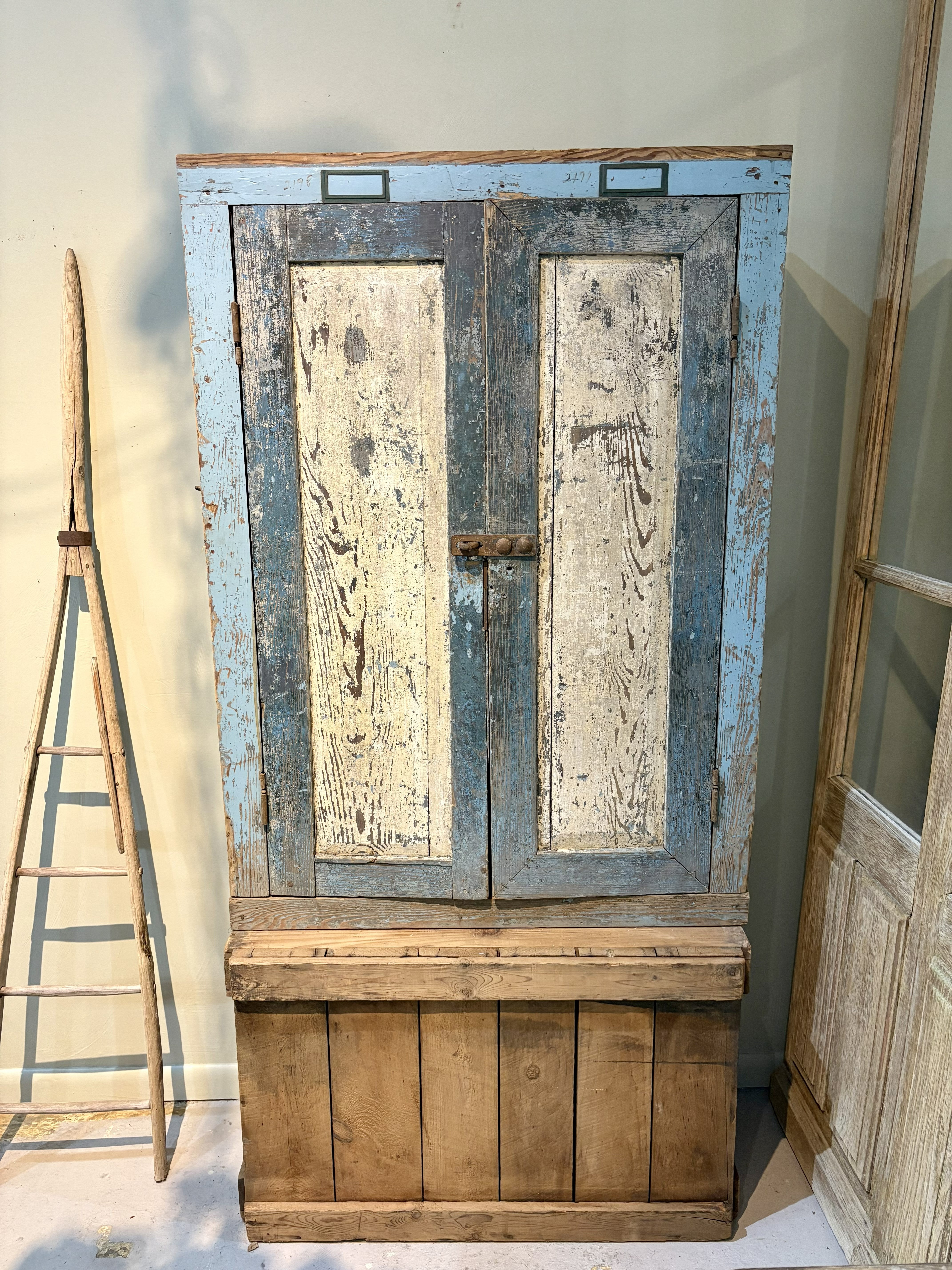 Distressed Blue Painted Mail Cabinet