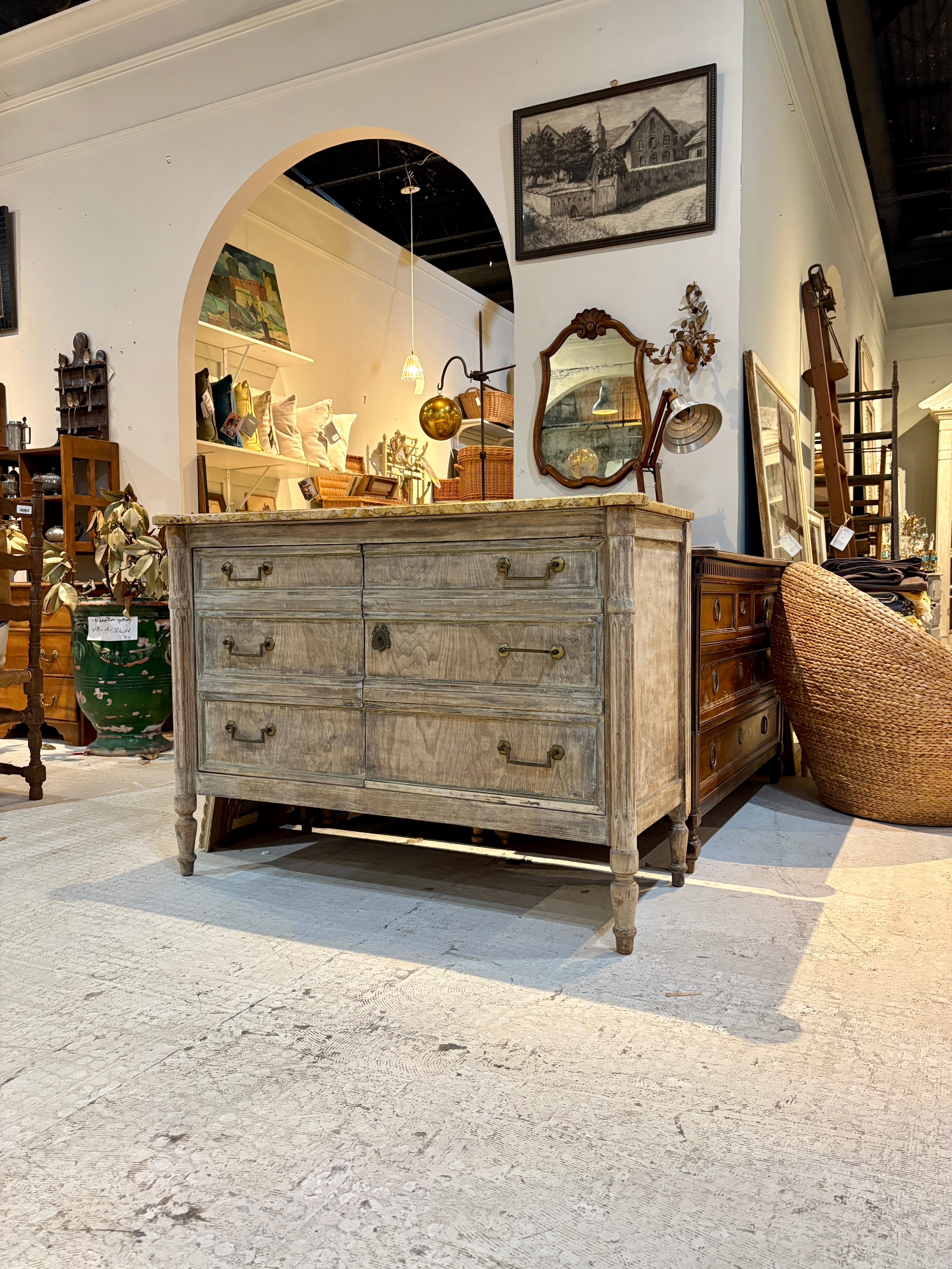 Marble Top Commode with Faux Drawers