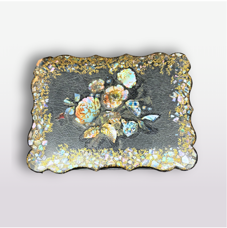 Papier Mache Box with Mother of Pearl inlay
