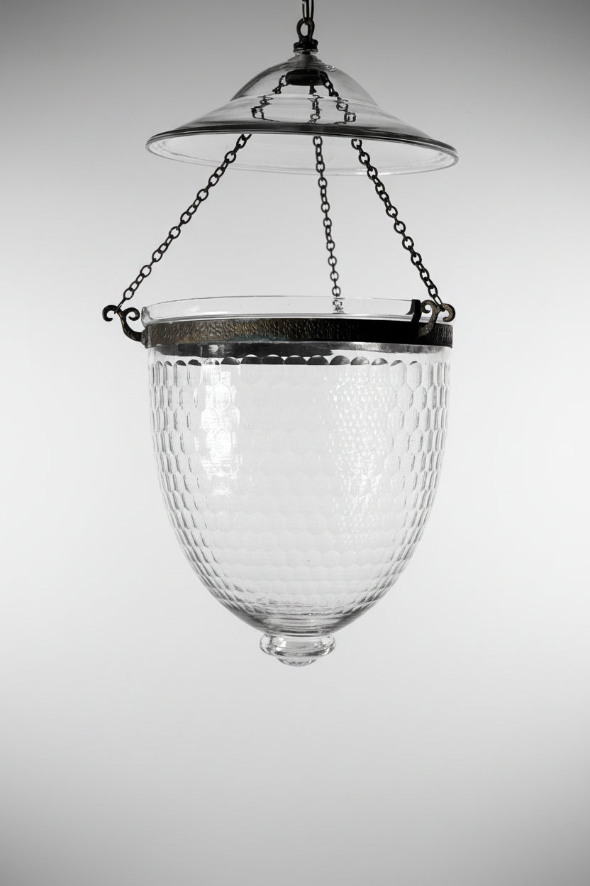 Belgian Glass Bell Jar with honeycomb pattern