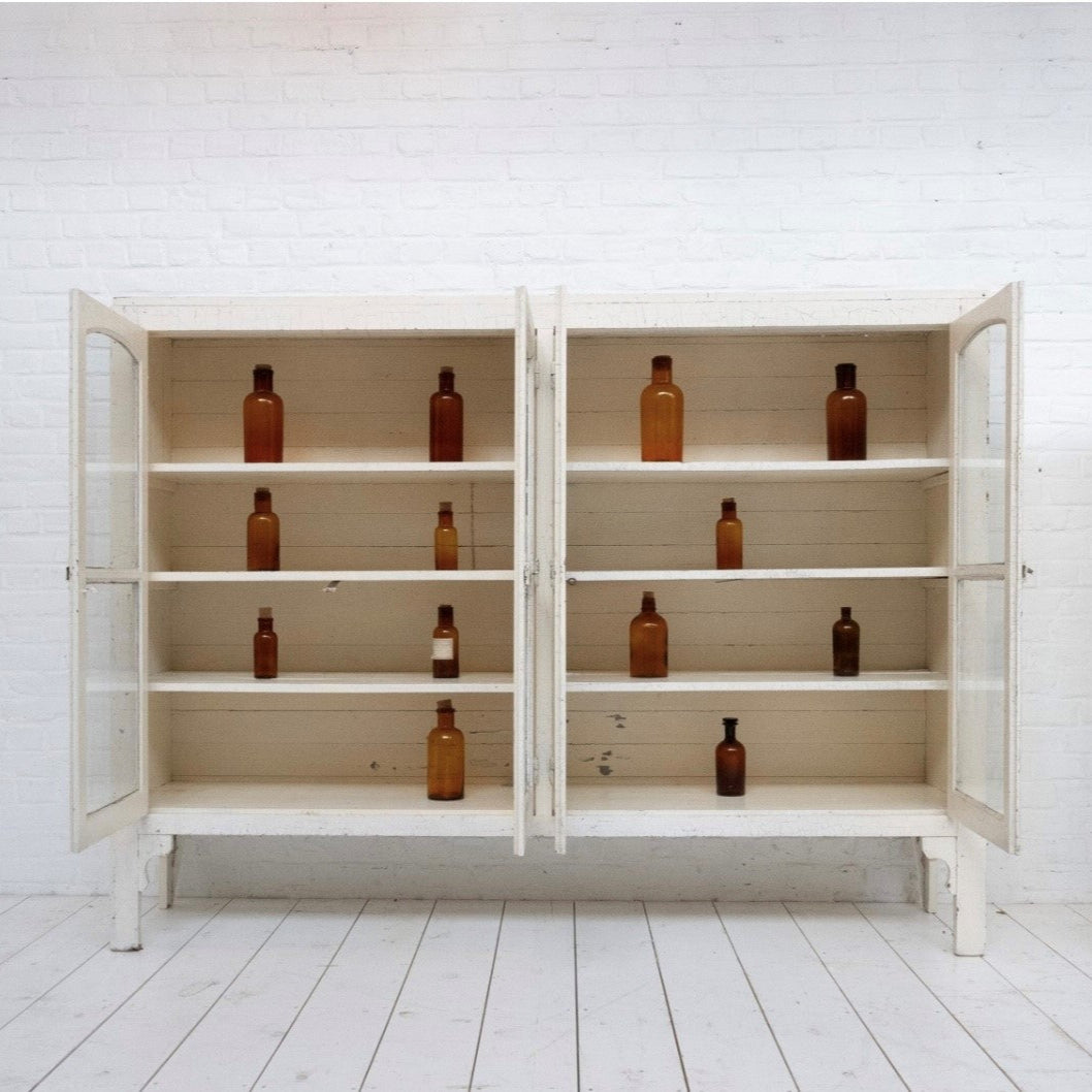 White Cabinet with Glass Doors, Original Finish