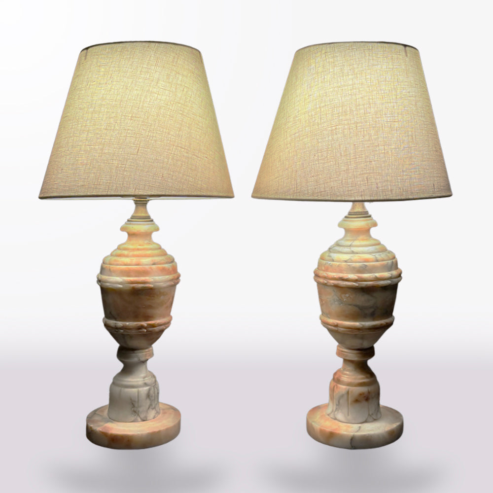 French Neoclassical Alabaster Urn Lamp