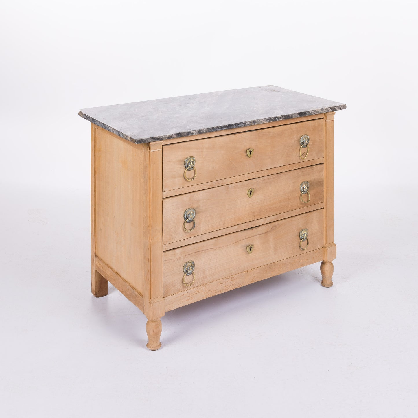 Walnut Empire 3 Drawer Commode with Black Marble Top