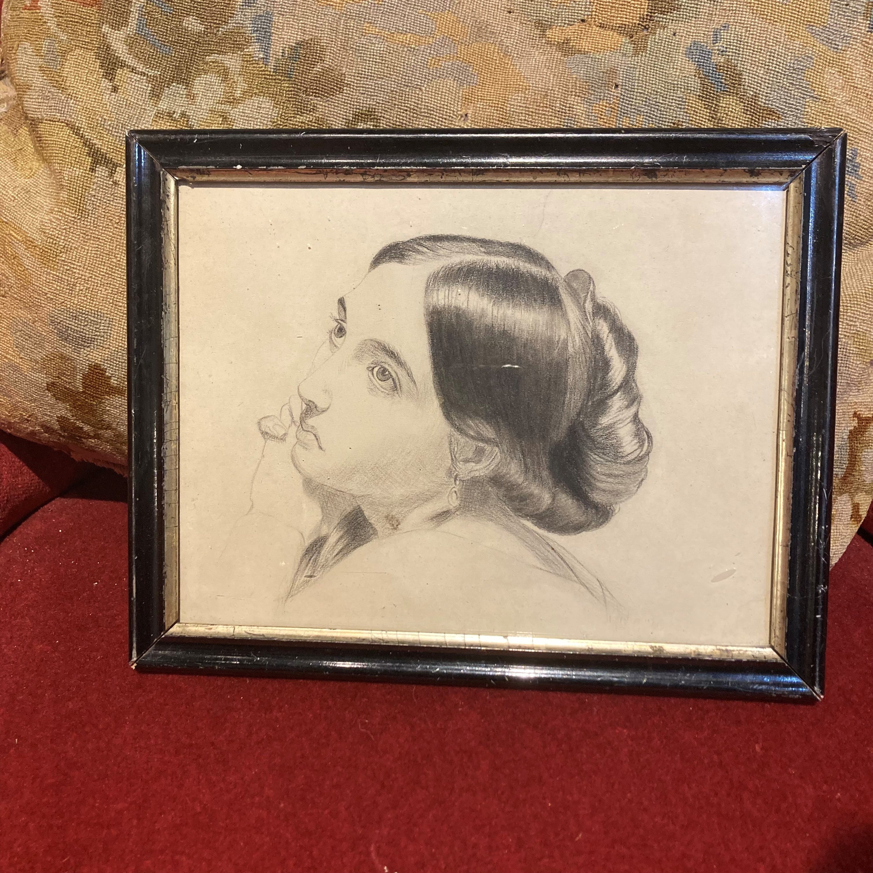 Framed Drawing - Portrait of a Woman