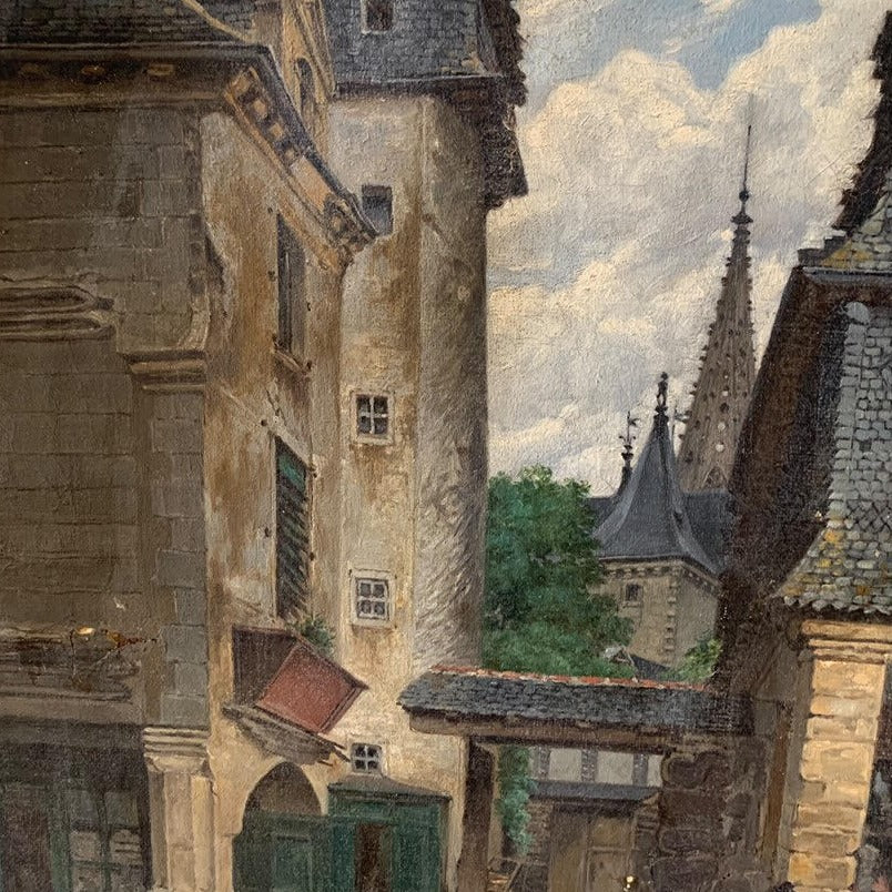 Unframed Oil on Canvas - Village Scene