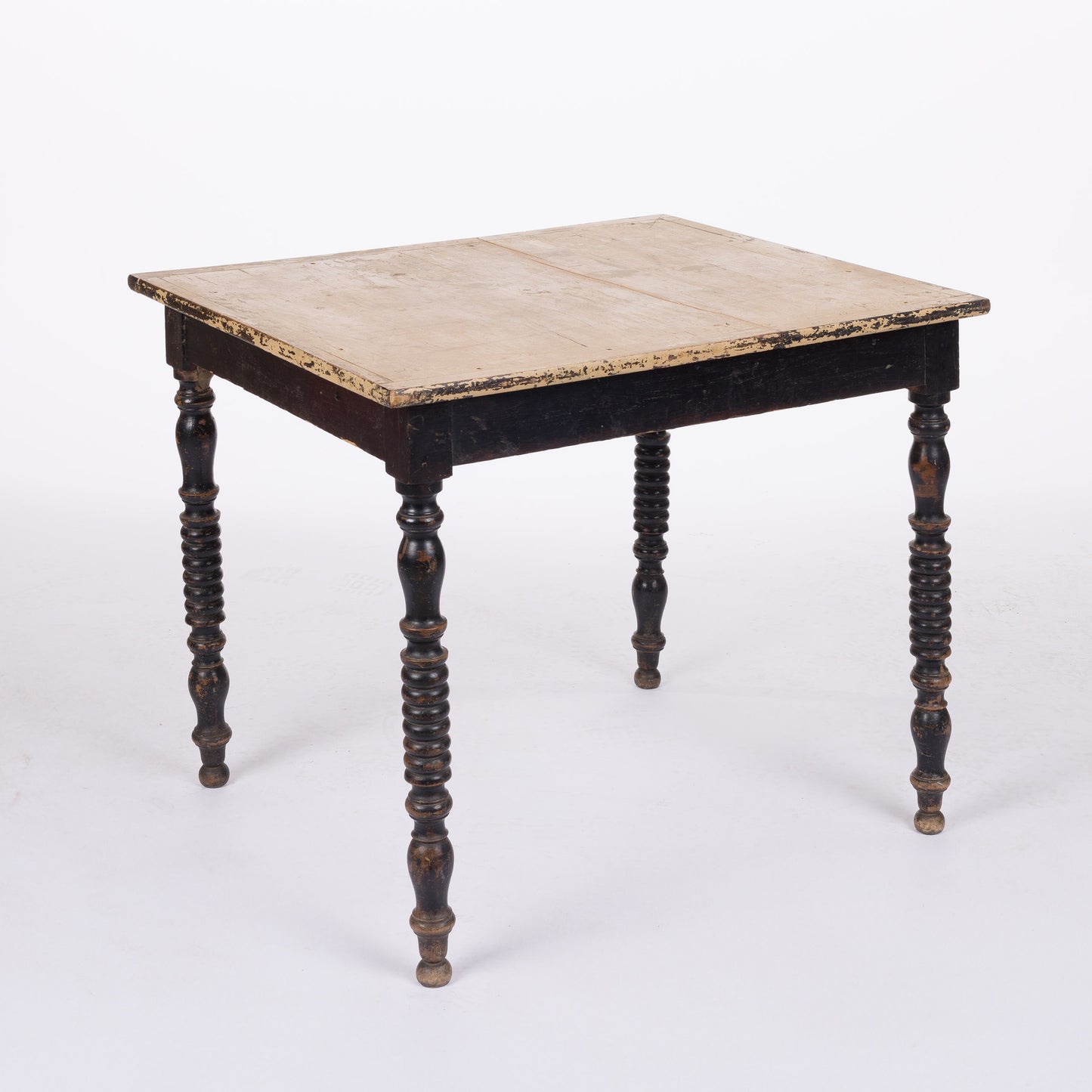 Napoleon III Period Table with Black Legs and Natural Top