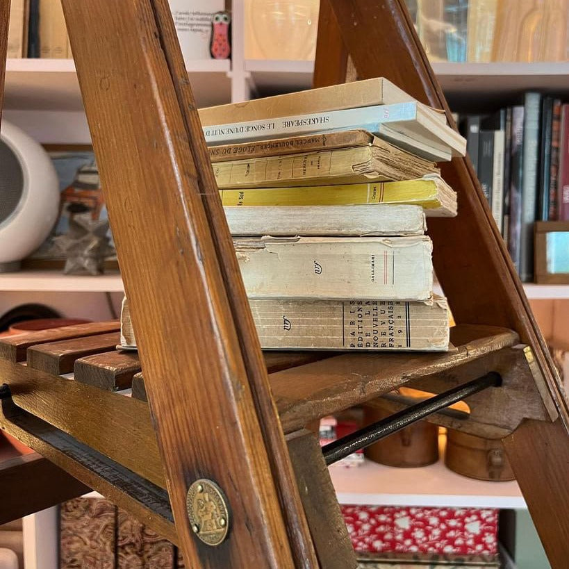 1900 French Large Folding Library Ladder