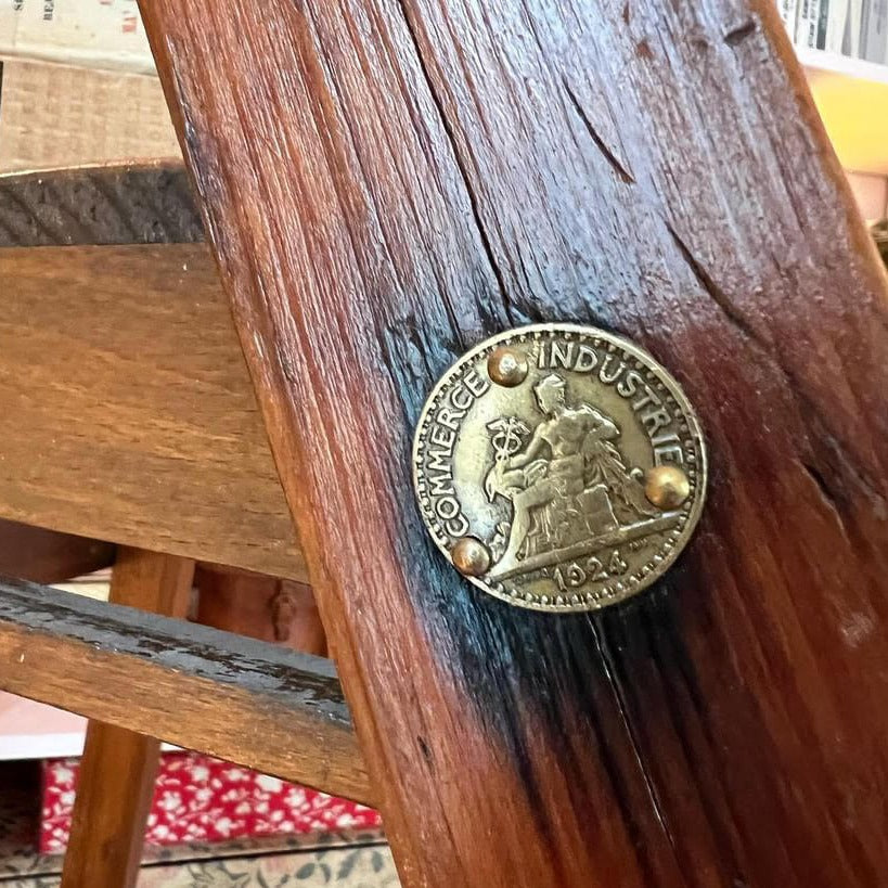 1900 French Large Folding Library Ladder