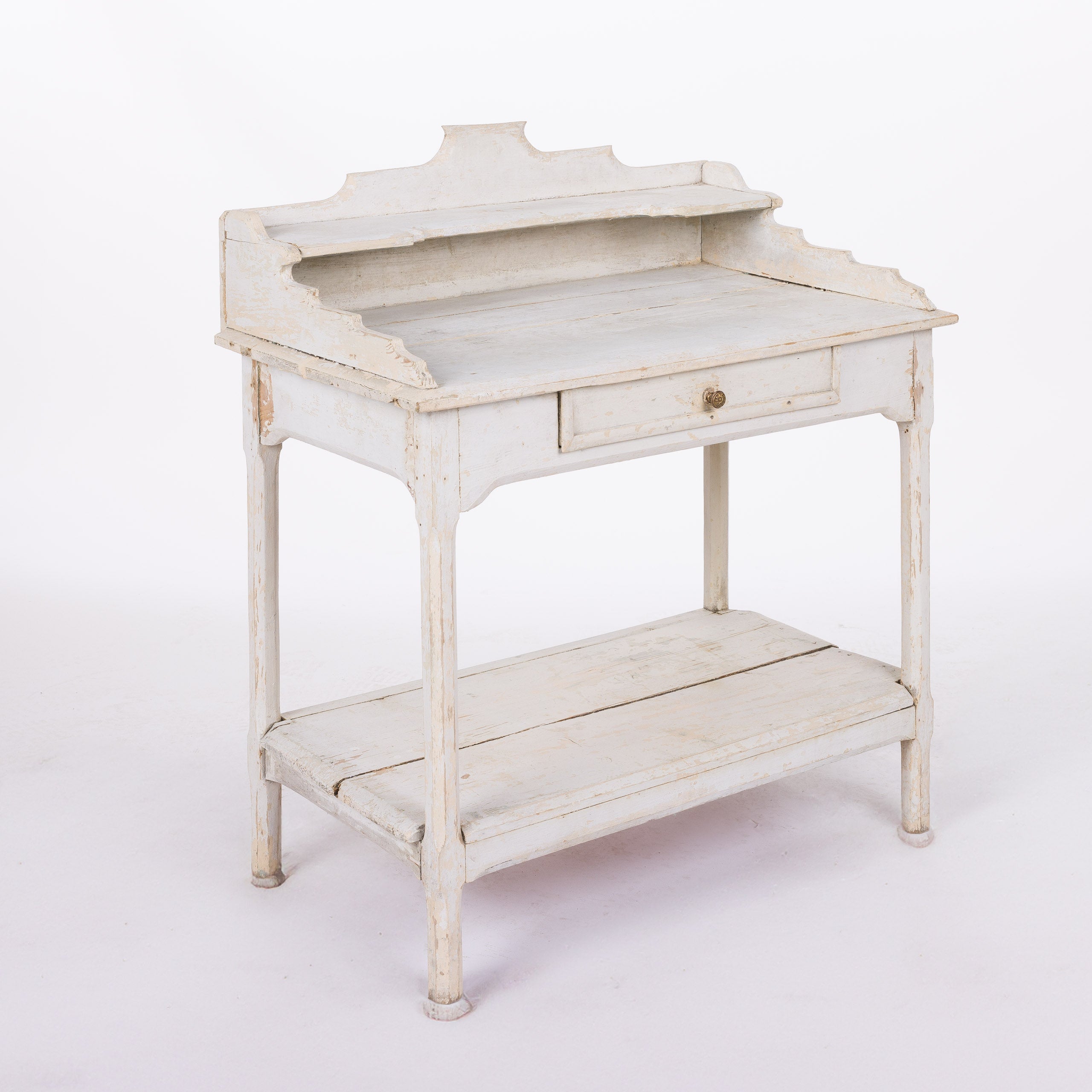 Pine Bathroom Table with Original Light Grey Paint