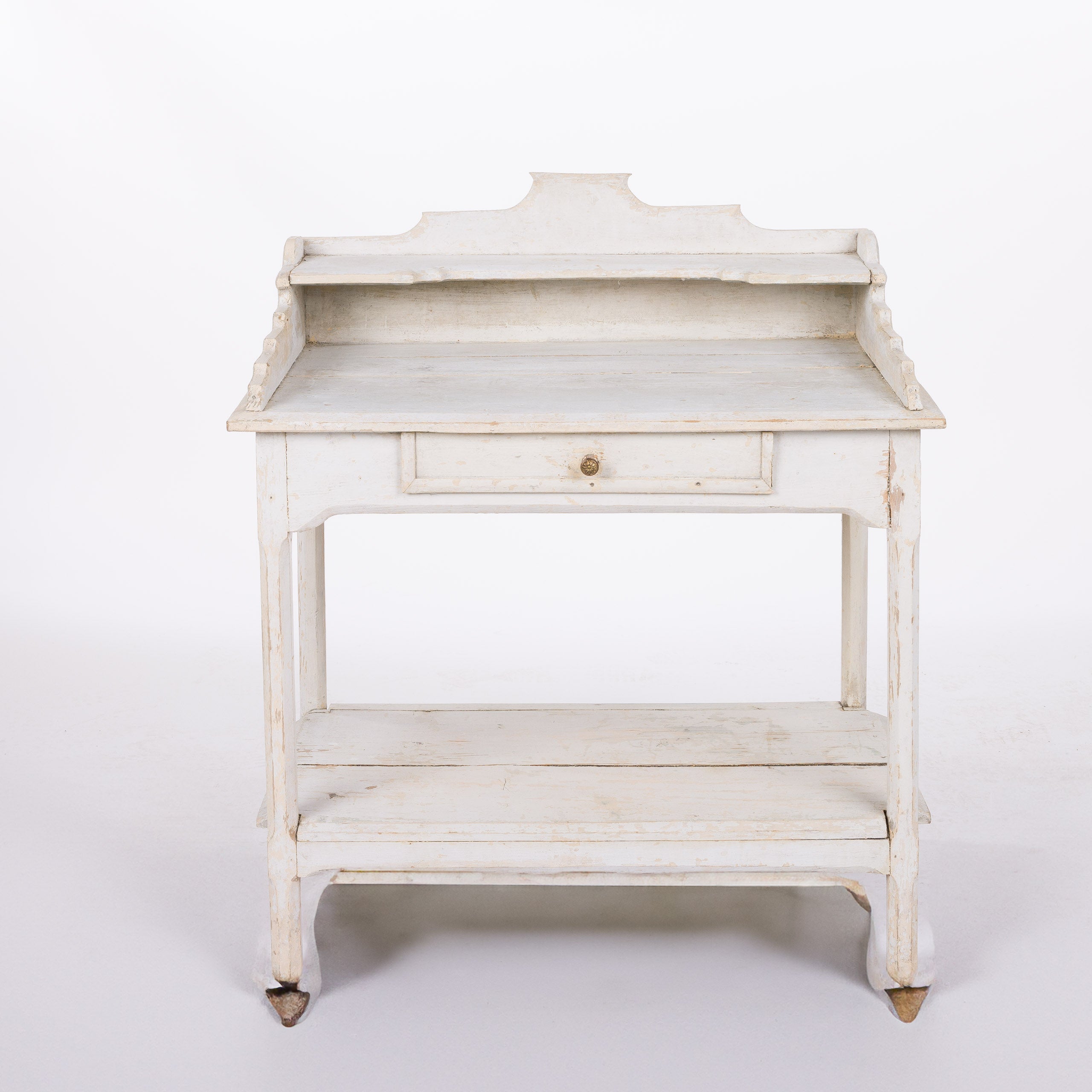 Pine Bathroom Table with Original Light Grey Paint