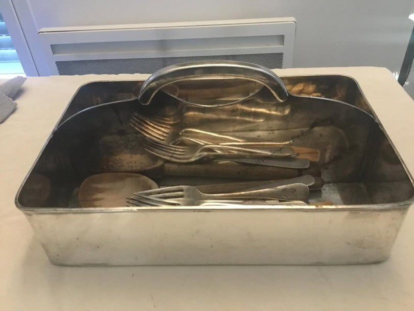 Early 1900s French Silver Plate Cutlery Tray