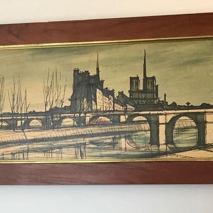 Framed Painting, View of Notre Dame from the Seine in Paris, Signed