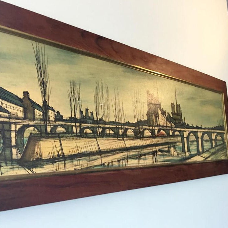 Framed Painting, View of Notre Dame from the Seine in Paris, Signed