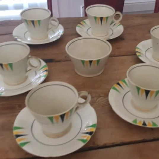 French Art Deco Coffee Set with Sugar Bowl