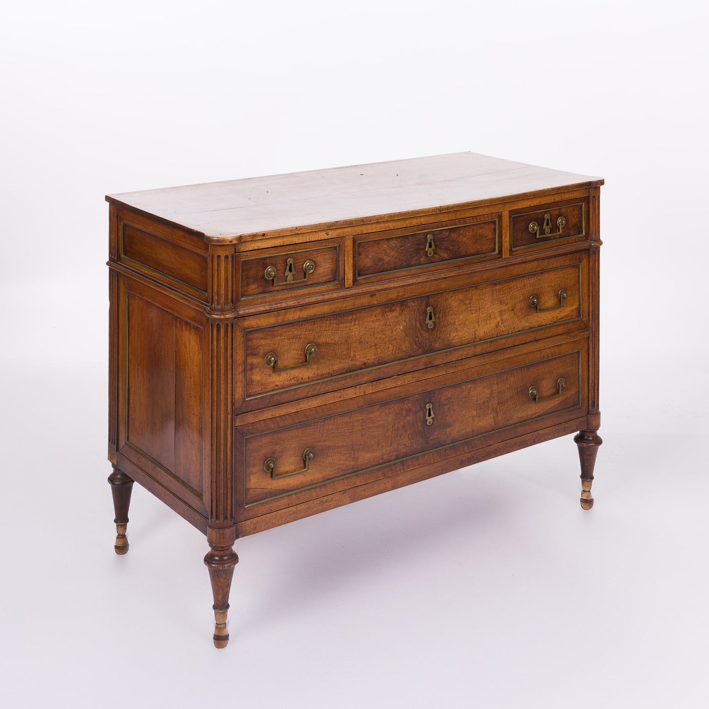 Antique French Walnut Chest with 4 Drawers