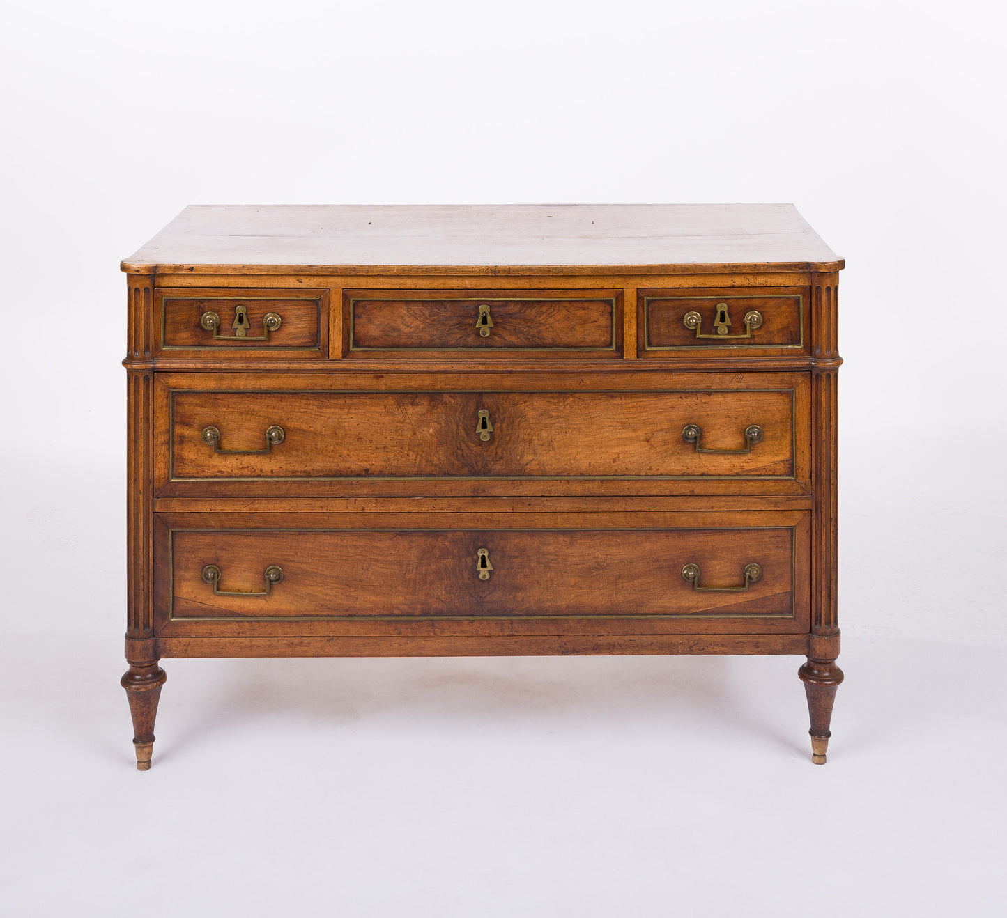 Antique French Walnut Chest with 4 Drawers