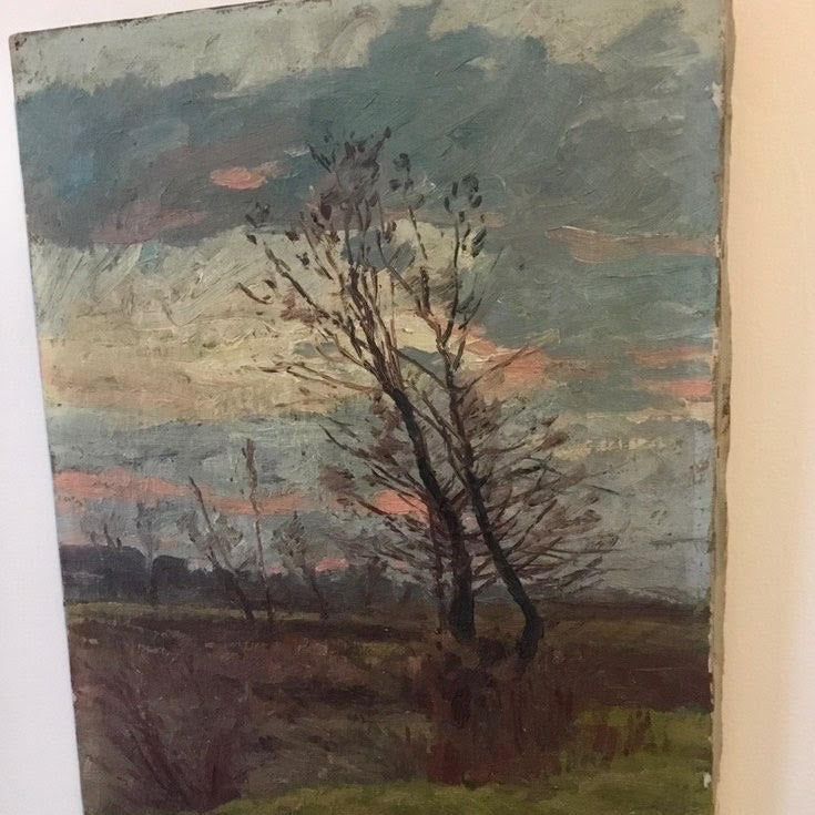 Unframed Oil on Canvas, Lyon Landscape, Signed