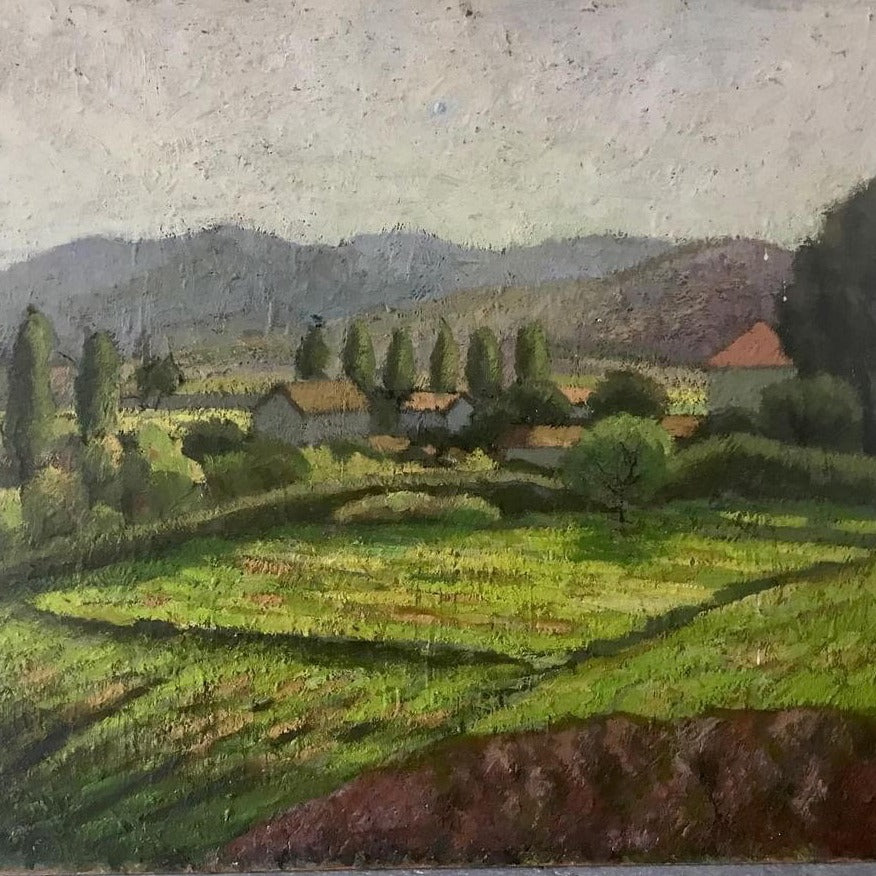 Framed Oil on Board - Lagnes Landscape