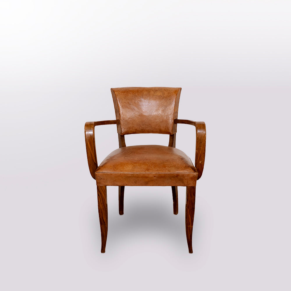 1940 French Leather Bridge Chair