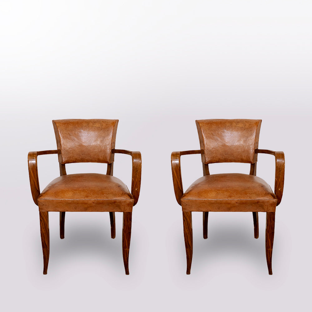 1940 French Leather Bridge Chair