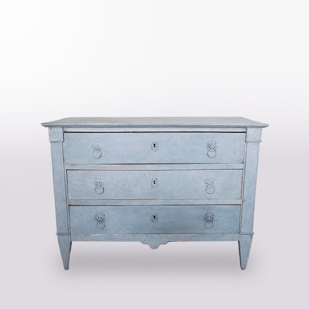 1840 French Empire Directoire Chest with Blue Paint