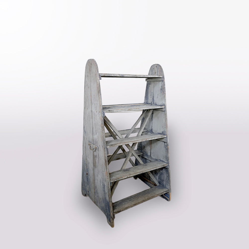 French 1950 Double Sided Industrial Shelf with Original Patina